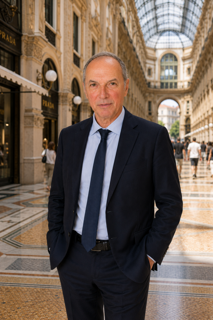 Alberto Beretta, medico, a passeggio in Galleria Vittorio Emanuele, a Milano